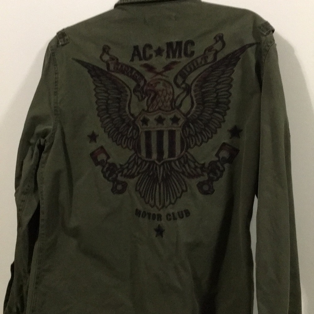 Affliction mens shirt thick canvas military green